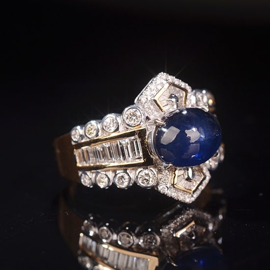 14k Gold 3.78 Ctw Natural Sapphire & Diamond Ring - 2