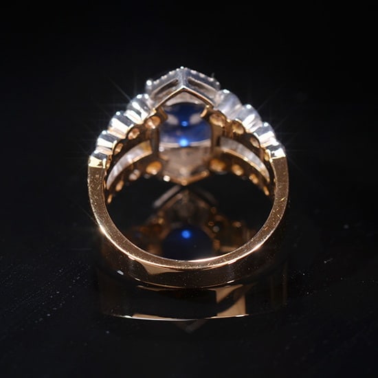 14k Gold 3.78 Ctw Natural Sapphire & Diamond Ring - 4