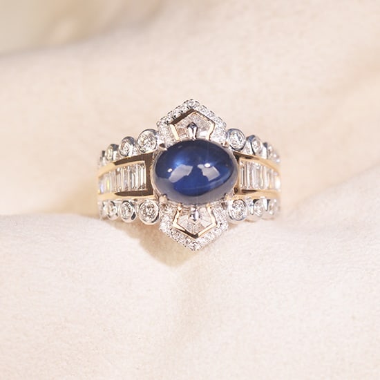 14k Gold 3.78 Ctw Natural Sapphire & Diamond Ring - 5