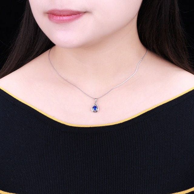 14k Gold 1.0 Ct Natural Sapphire & Diamond Pendant( Without Chain ) - 6
