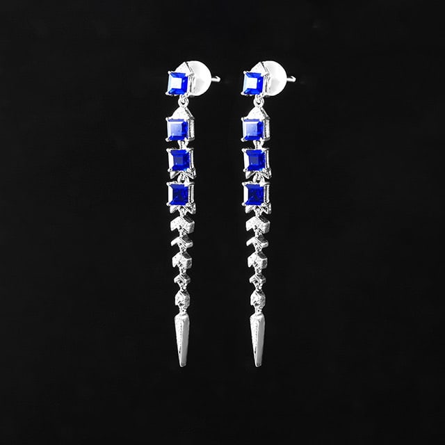 14k Gold 2.34 Ctw Natural Sapphire & Diamond Earrings - 2