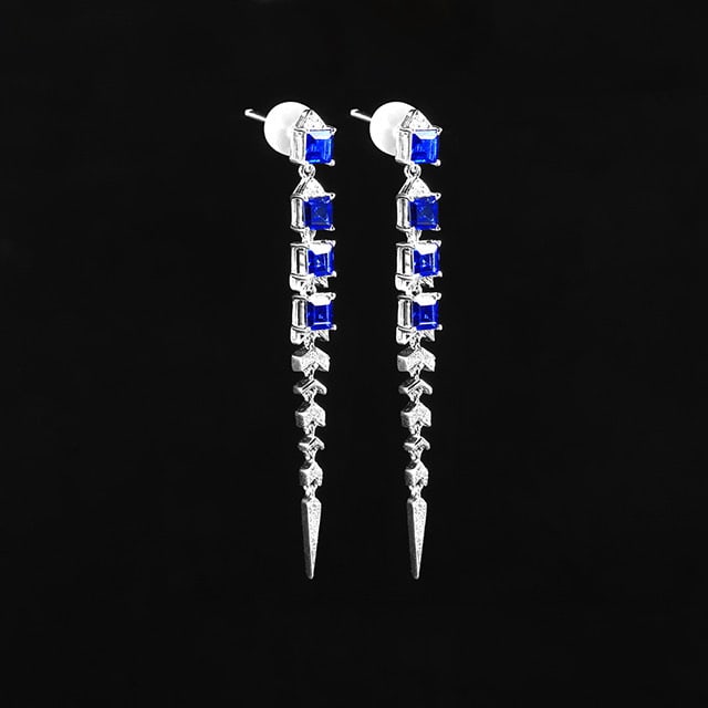 14k Gold 2.34 Ctw Natural Sapphire & Diamond Earrings - 3