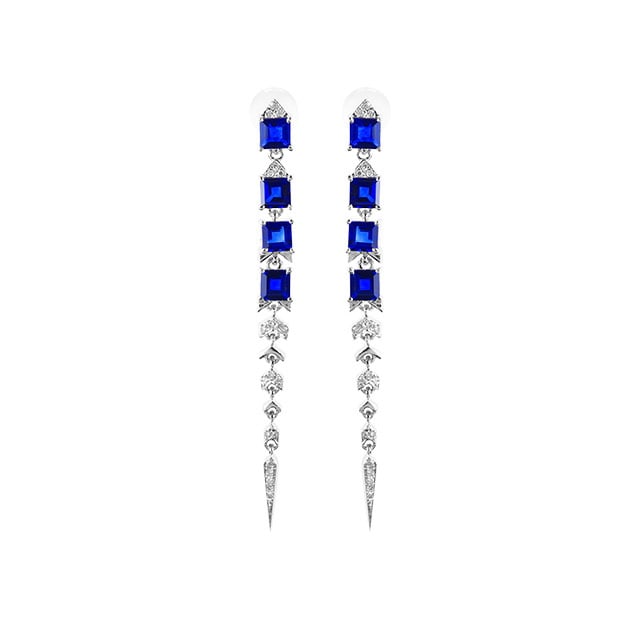 14k Gold 2.34 Ctw Natural Sapphire & Diamond Earrings - 5
