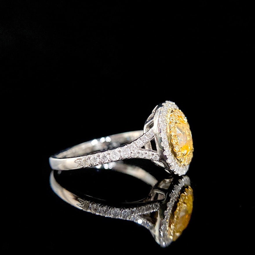 14k Gold 1.06 Ctw Natural Yellow Diamond & Diamond Ring - 2