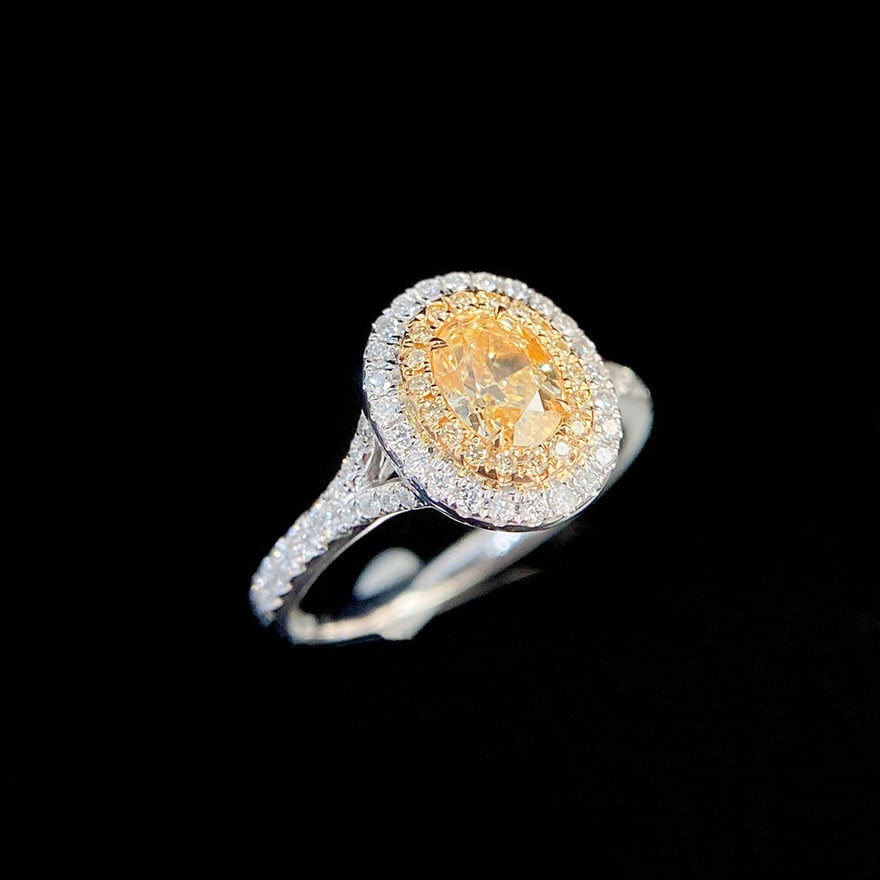 14k Gold 1.06 Ctw Natural Yellow Diamond & Diamond Ring - 3