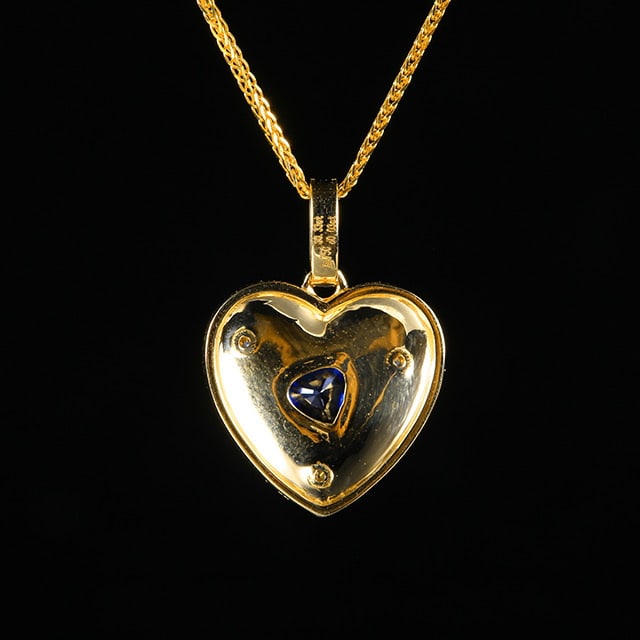 14k Gold 0.36 Ctw Natural Sapphire & Diamond Pendant( Without Chain ) - 4