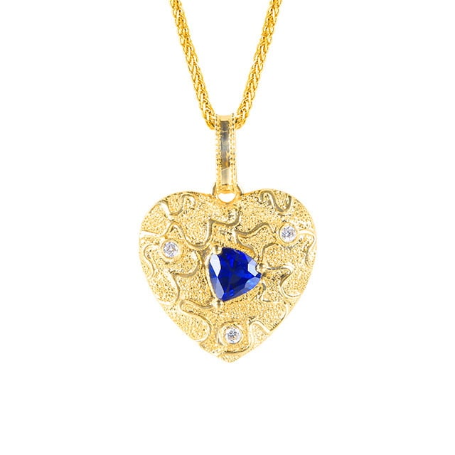 14k Gold 0.36 Ctw Natural Sapphire & Diamond Pendant( Without Chain ) - 5