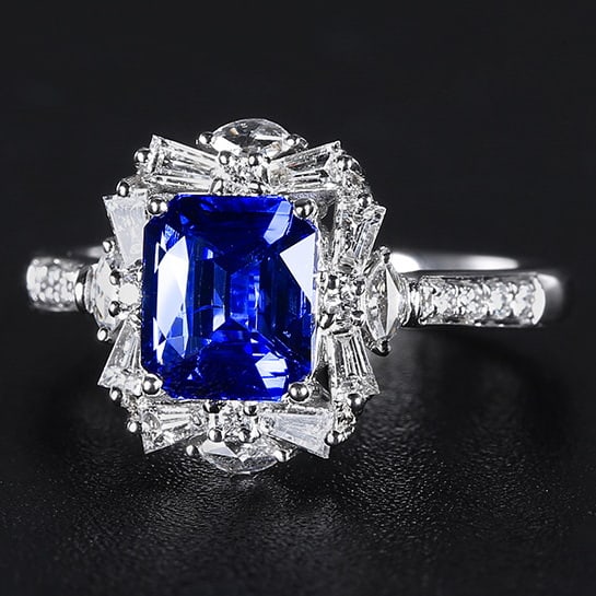 14k Gold 2.49 Ctw Natural Sapphire & Diamond Ring - 2