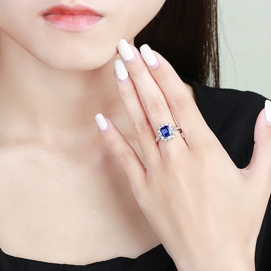 14k Gold 2.49 Ctw Natural Sapphire & Diamond Ring - 5