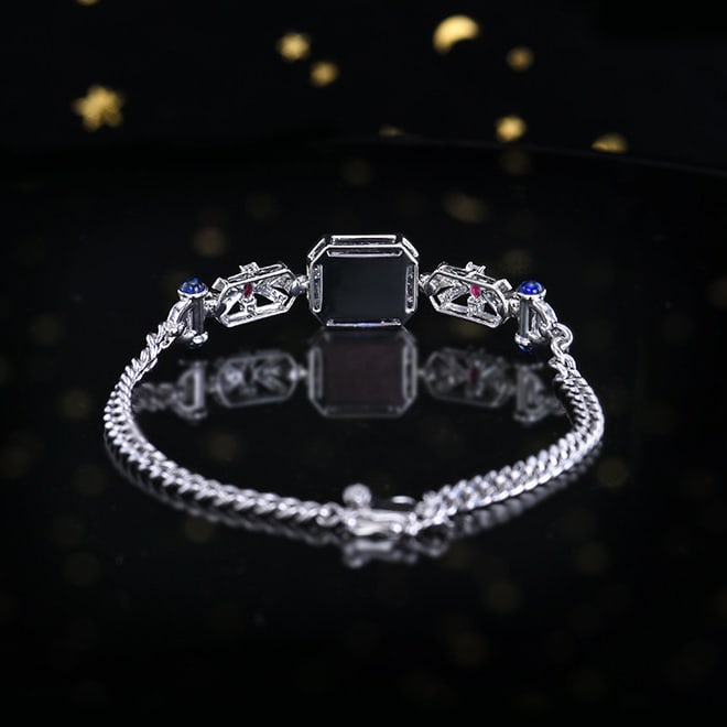 14k Gold 4.06 Ctw Natural Sapphire & Diamond Bracelet - 3