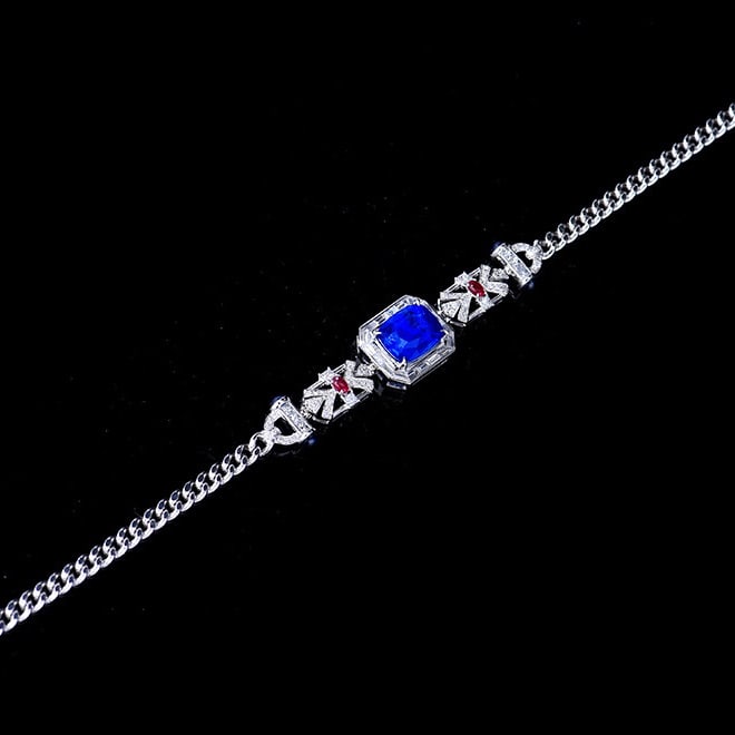 14k Gold 4.06 Ctw Natural Sapphire & Diamond Bracelet - 4
