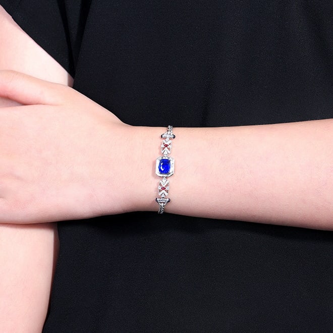 14k Gold 4.06 Ctw Natural Sapphire & Diamond Bracelet - 5