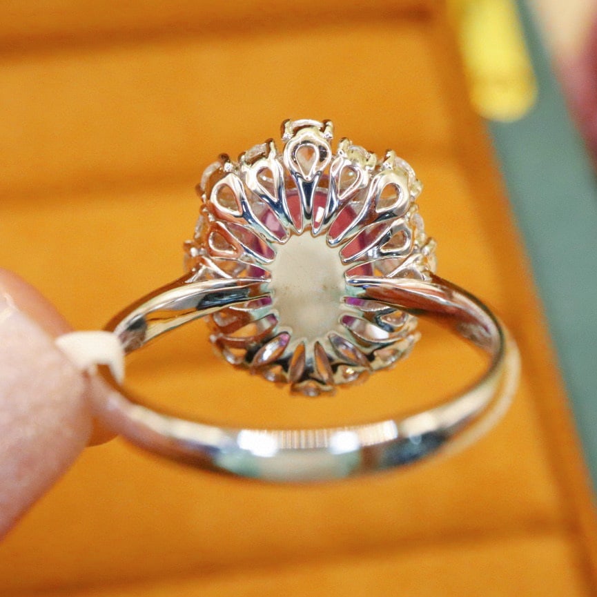 14k Gold 3.11 Ctw Natural Padparadscha Sapphire & Diamond Ring - 4