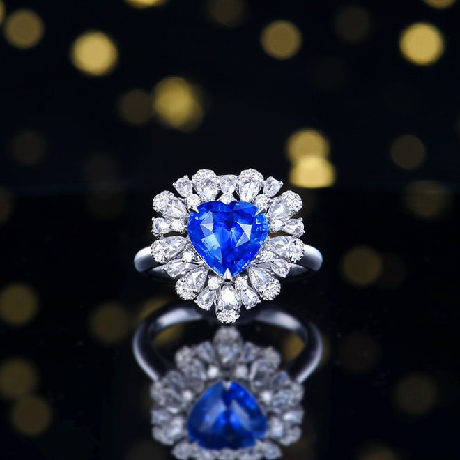 14k Gold 3.22 Ctw Natural Sapphire & Diamond Ring/pendant( Without Chain ) - 2