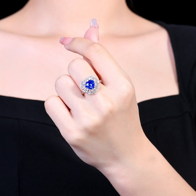 14k Gold 3.22 Ctw Natural Sapphire & Diamond Ring/pendant( Without Chain ) - 8