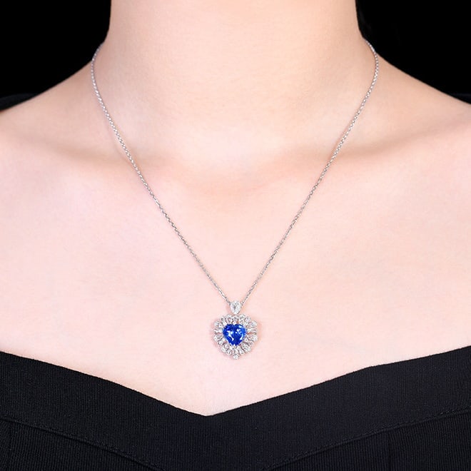 14k Gold 3.22 Ctw Natural Sapphire & Diamond Ring/pendant( Without Chain ) - 9
