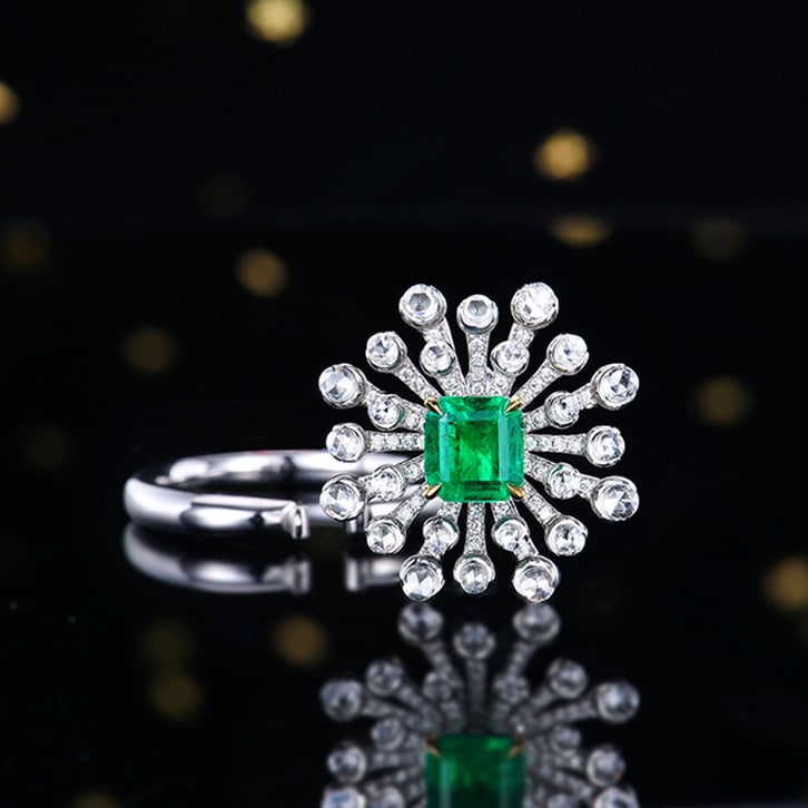 14k Gold 1.76 Ctw Vivid Green Natural Emerald & Diamond Ring/pendant( Without Chain ) - 2