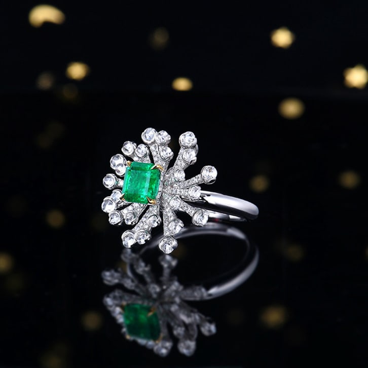 14k Gold 1.76 Ctw Vivid Green Natural Emerald & Diamond Ring/pendant( Without Chain ) - 4