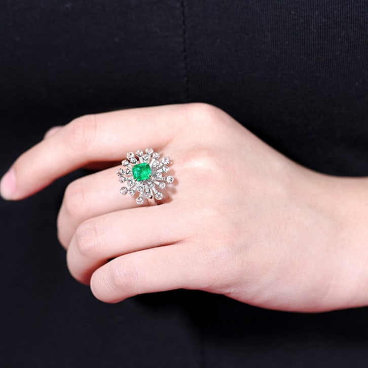 14k Gold 1.76 Ctw Vivid Green Natural Emerald & Diamond Ring/pendant( Without Chain ) - 7