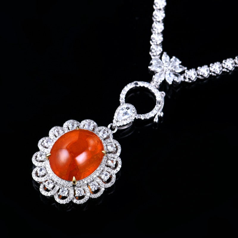 14k Gold 11.24 Ctw Natural Spessartine & Diamond Pendant( Without Chain ) - 4