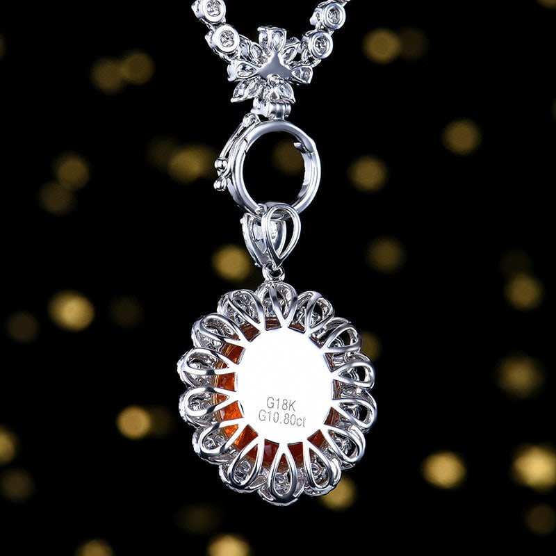 14k Gold 11.24 Ctw Natural Spessartine & Diamond Pendant( Without Chain ) - 5