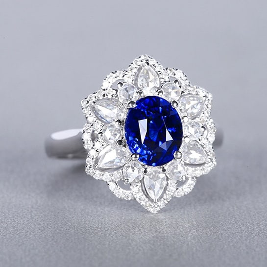 14k Gold 2.59 Ctw Natural Sapphire & Diamond Ring - 2