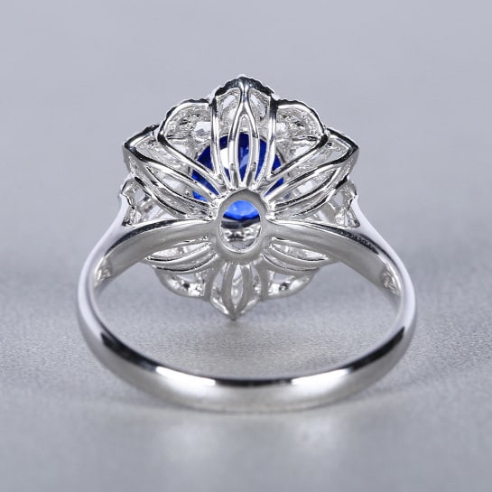 14k Gold 2.59 Ctw Natural Sapphire & Diamond Ring - 3