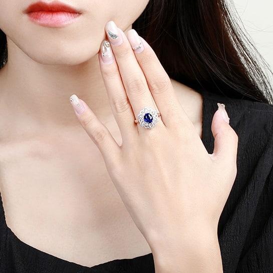 14k Gold 2.59 Ctw Natural Sapphire & Diamond Ring - 4