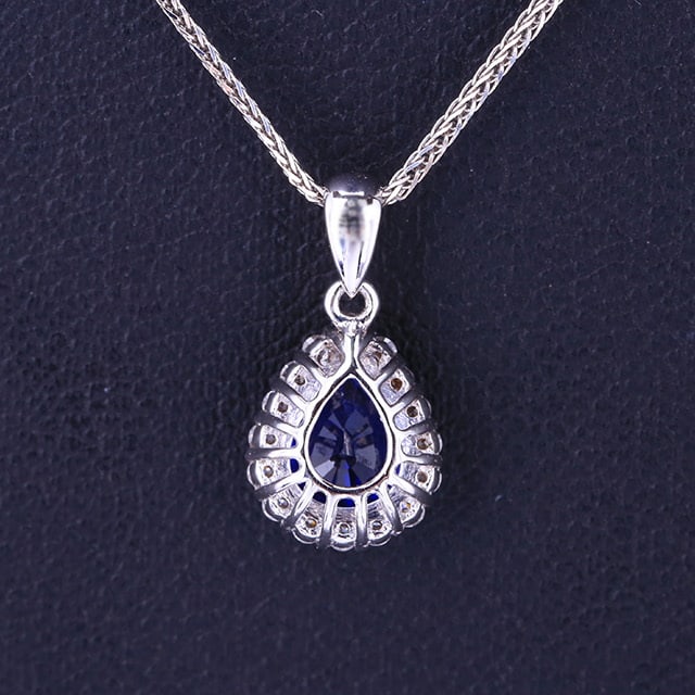 14k Gold 1.0 Ct Natural Sapphire & Diamond Pendant( Without Chain ) - 3