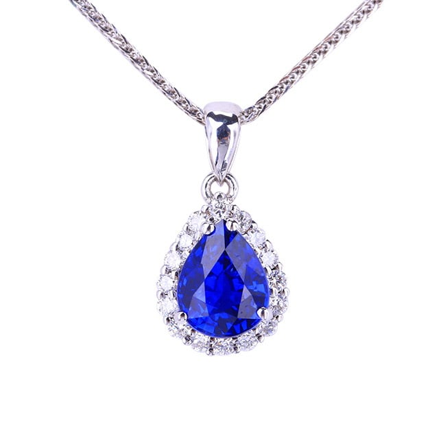 14k Gold 1.0 Ct Natural Sapphire & Diamond Pendant( Without Chain ) - 4