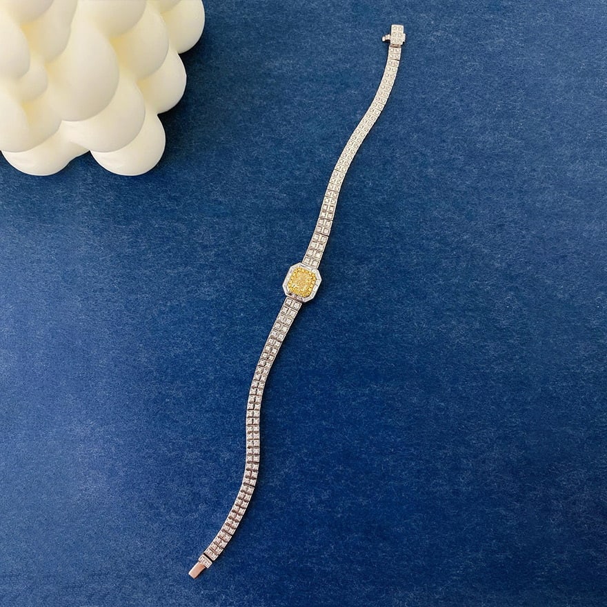 14k Gold 1.91 Ctw Natural Yellow Diamond & Diamond Bracelet - 2