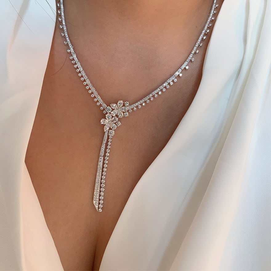 14k Gold 6.8 Ct Natural H Diamond Necklace - 2