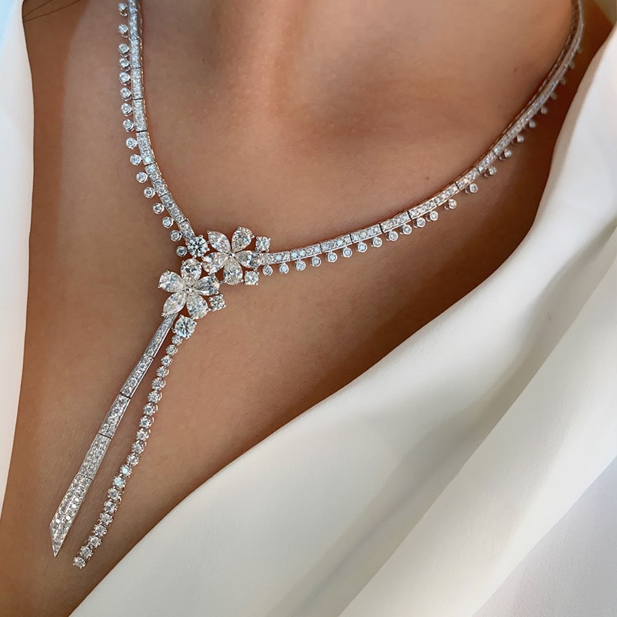 14k Gold 6.8 Ct Natural H Diamond Necklace - 3