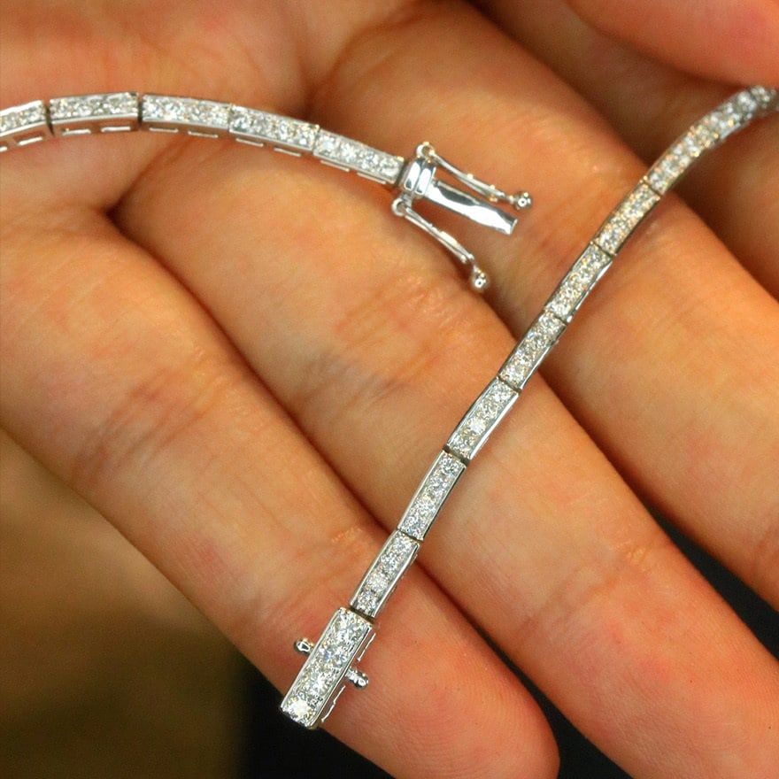 14k Gold 6.8 Ct Natural H Diamond Necklace - 5