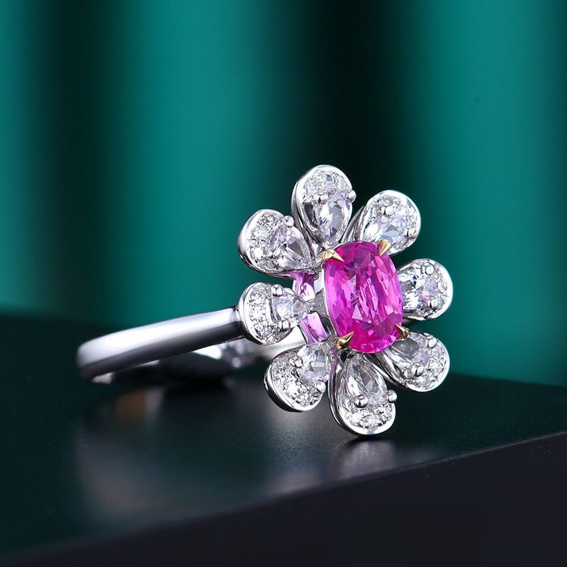 14k Gold 0.63 Ctw Natural Padparadscha Sapphire & Diamond Ring - 3