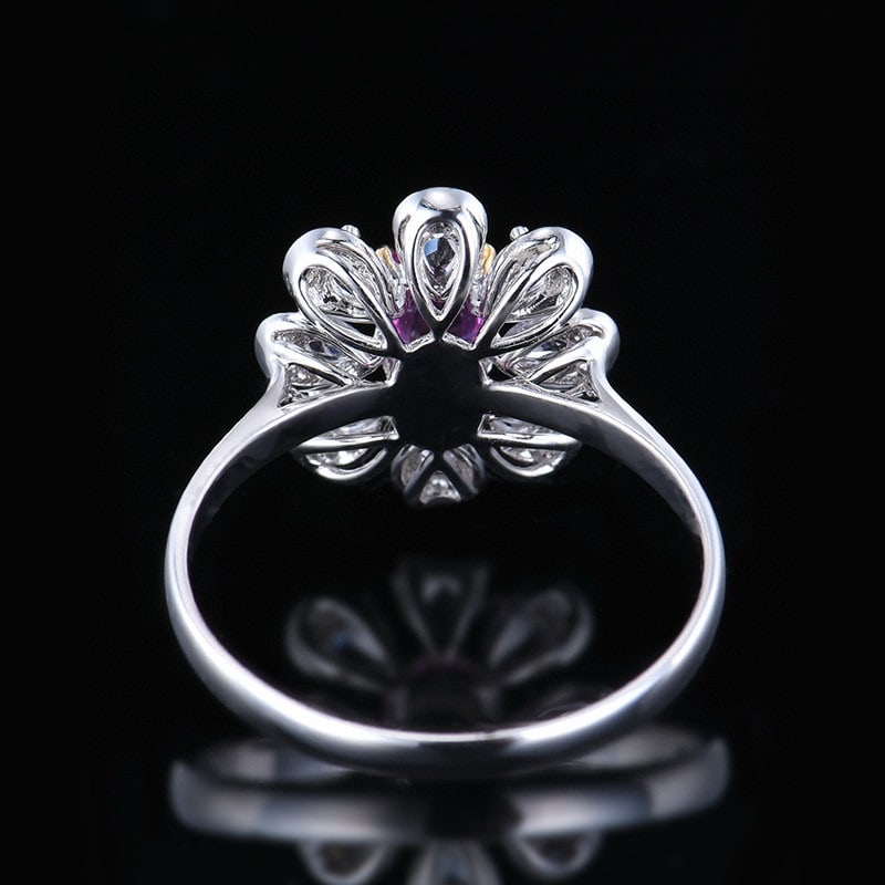 14k Gold 0.63 Ctw Natural Padparadscha Sapphire & Diamond Ring - 5