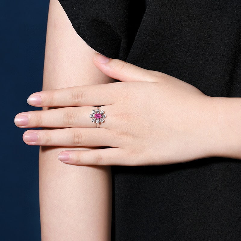 14k Gold 0.63 Ctw Natural Padparadscha Sapphire & Diamond Ring - 7