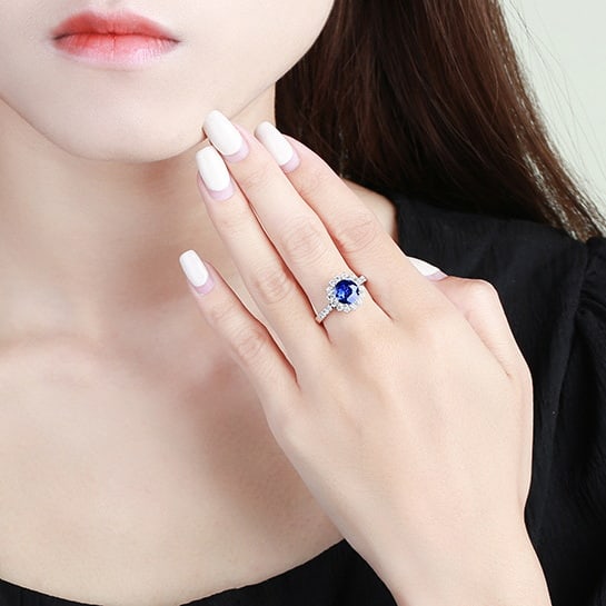 14k Gold 2.71 Ctw Natural Sapphire & Diamond Ring - 5