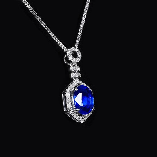 14k Gold 1.70 Ctw Natural Sapphire & Diamond Pendant( Without Chain ) - 3