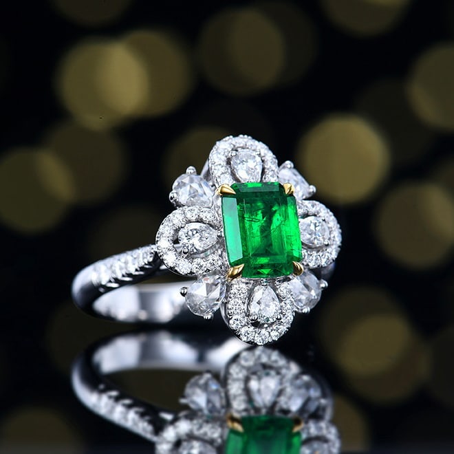 14k Gold 1.92 Ctw Vivid Green Natural Emerald & Diamond Ring/pendant( Without Chain ) - 3
