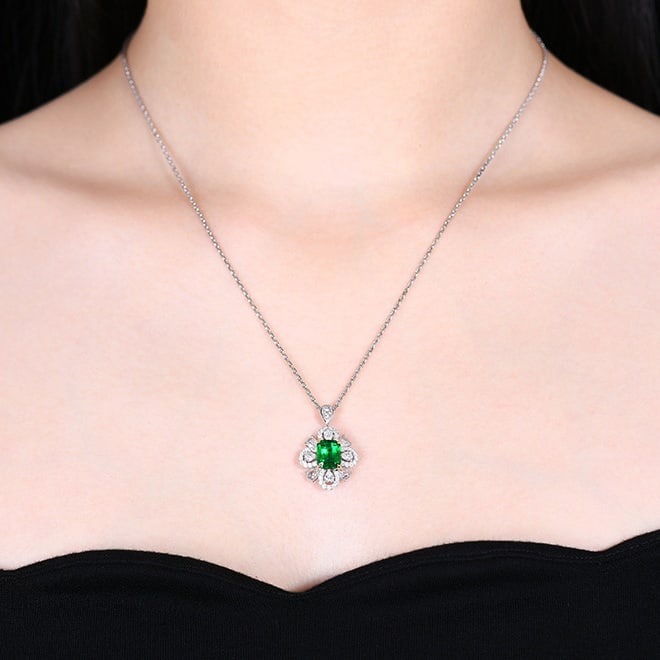 14k Gold 1.92 Ctw Vivid Green Natural Emerald & Diamond Ring/pendant( Without Chain ) - 6