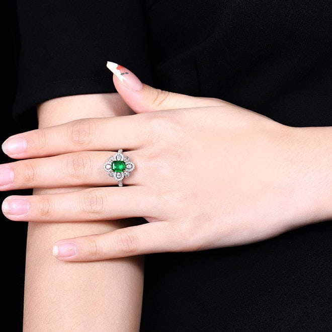 14k Gold 1.92 Ctw Vivid Green Natural Emerald & Diamond Ring/pendant( Without Chain ) - 7