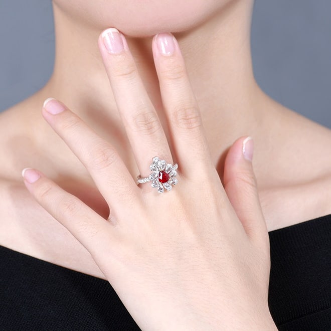 14k Gold 1.92 Ctw Natural Ruby & Diamond Ring/pendant( Without Chain ) - 7