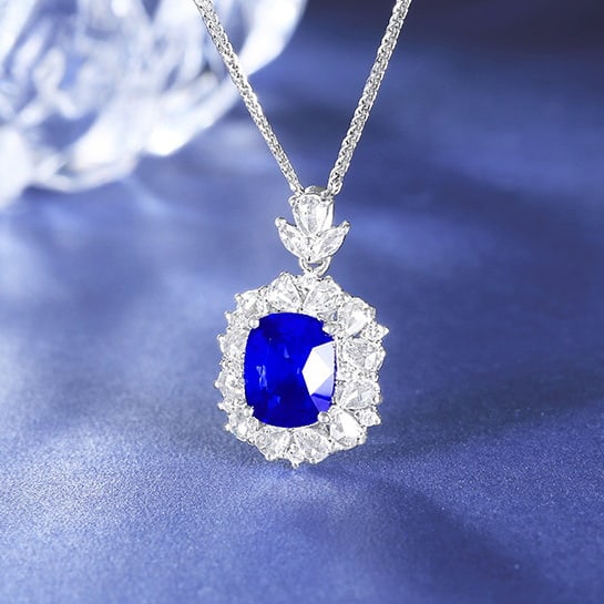 14k Gold 2.53 Ctw Natural Sapphire & Diamond Pendant( Without Chain ) - 2