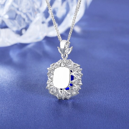 14k Gold 2.53 Ctw Natural Sapphire & Diamond Pendant( Without Chain ) - 4