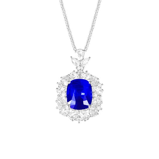 14k Gold 2.53 Ctw Natural Sapphire & Diamond Pendant( Without Chain ) - 5