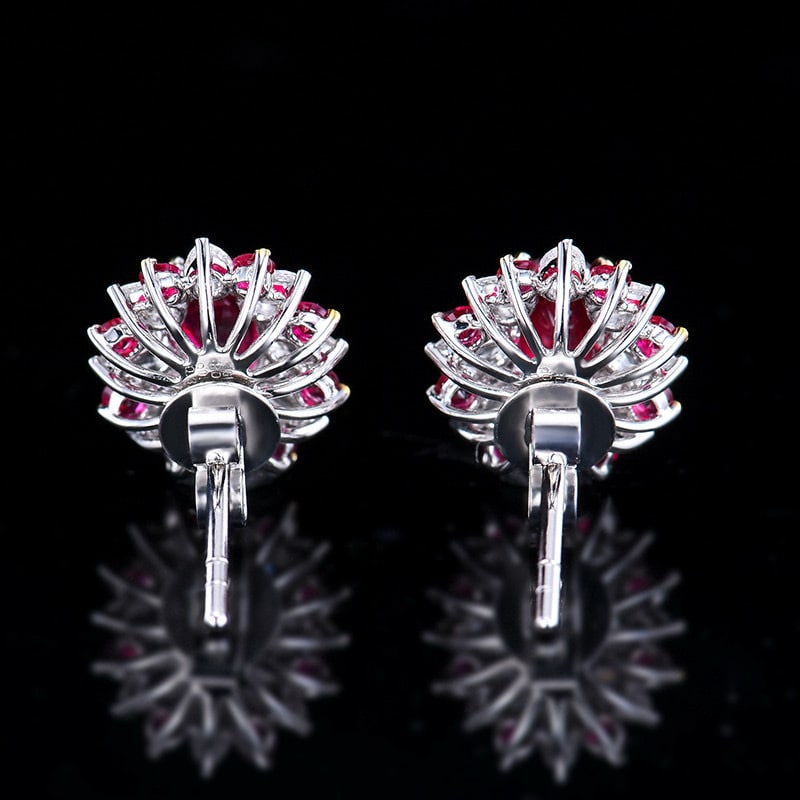 14k Gold 1.16 Ctw Natural Ruby & Diamond Earrings - 7