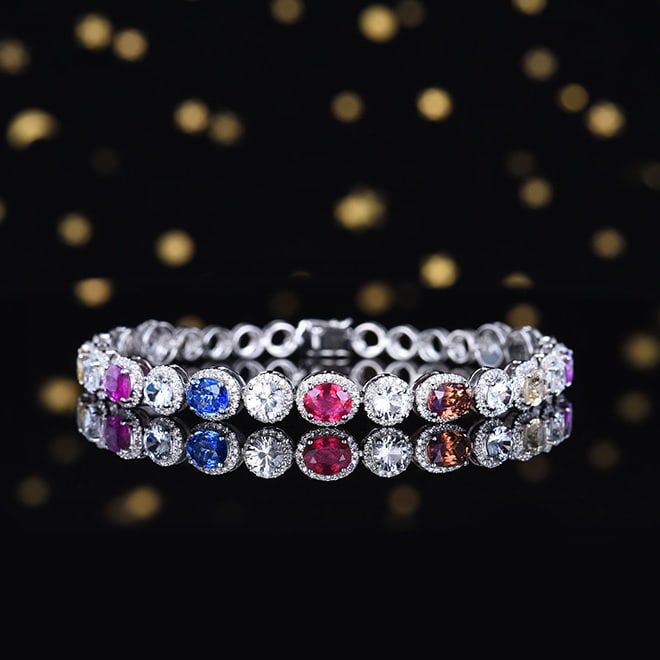 14k Gold 5.81 Ctw Natural Sapphire & Diamond Bracelet: Ref:230980086 // gold content:14k gold // main gemstone:sapphire // shape:oval // carat weight:4. 94ct // color:color // treatment:natural // // adjacent gemstone 2 : diamond // number of stones:348 /