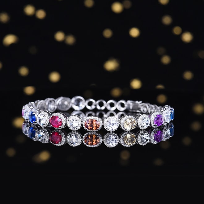 14k Gold 5.81 Ctw Natural Sapphire & Diamond Bracelet - 2