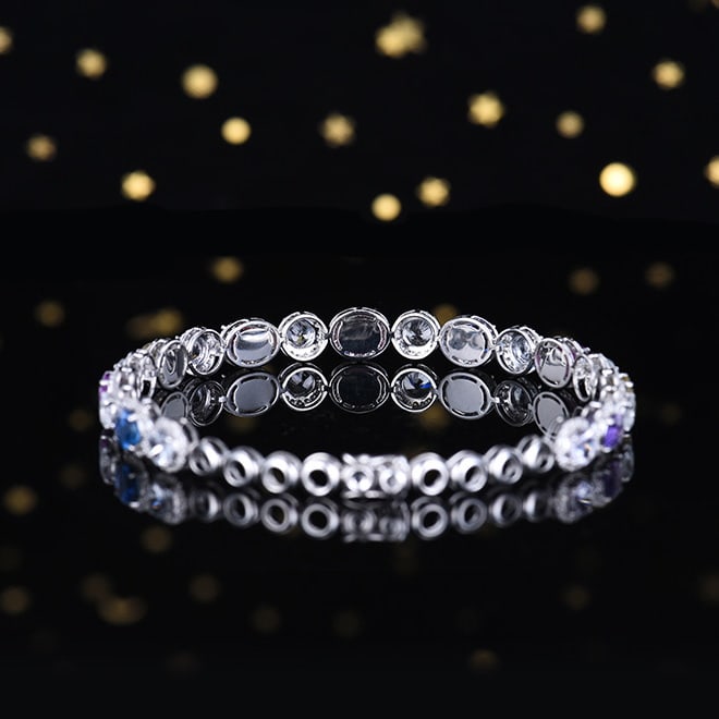 14k Gold 5.81 Ctw Natural Sapphire & Diamond Bracelet - 4